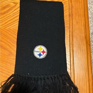 Black Steelers Scarf with Fringe
